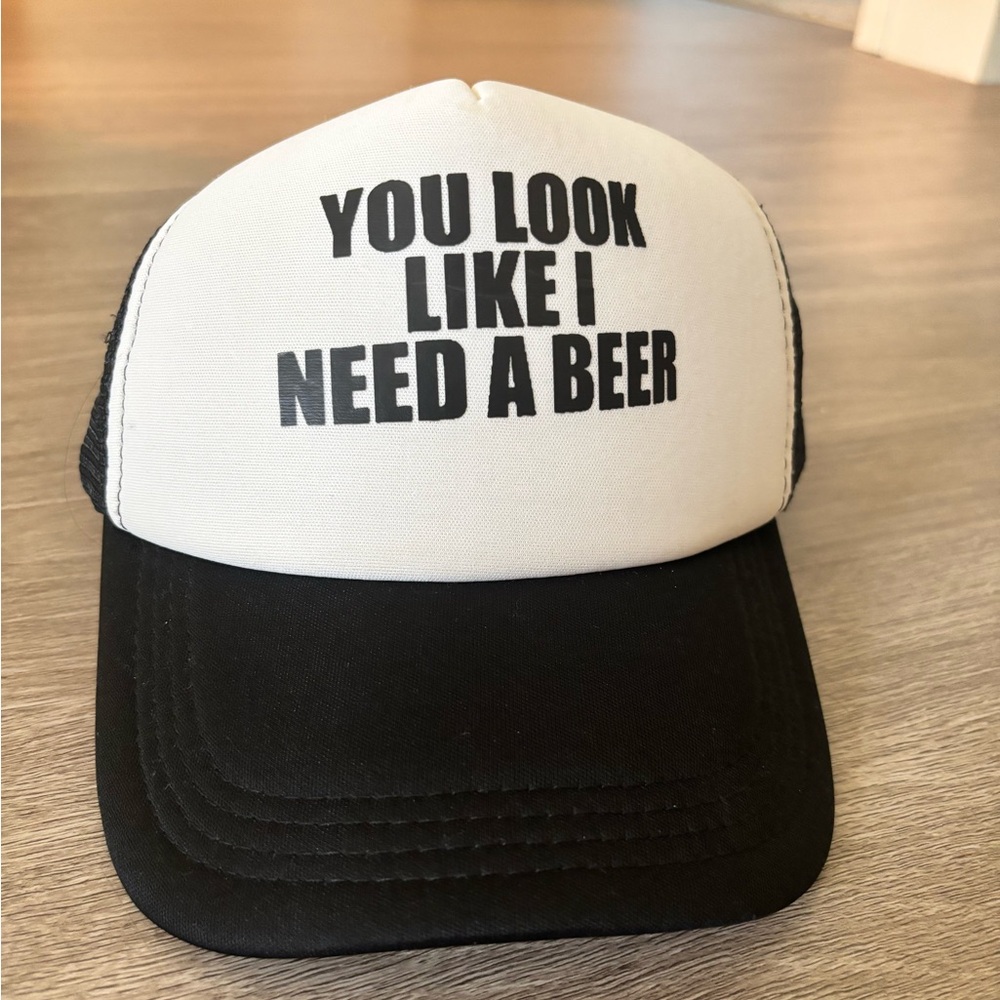 Black and White Trucker Hat with Fun Slogan